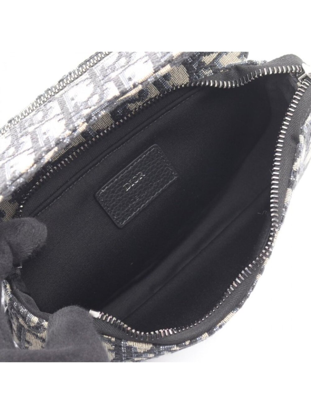 Dior Clutch Saddle Pouch White Beige Navy Canvas Oblique - Picture 3 of 7